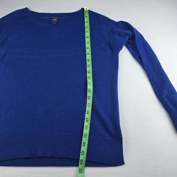 GAP Women's Blue Merino Wool Blend Knit Sweater Crewneck‎ Long Sleeve Medium - Image 8