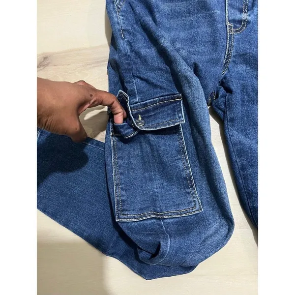 Juicy Couture NWT Size 27 Denim Utility Cargo Pull On Elastic Waist Jeans Pants - Image 10
