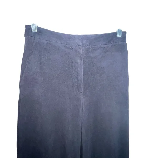 Zara Basic Black‎ Cropped Wide Leg Suede Soft Dress Pants Xs Pockets High Rise - Image 4