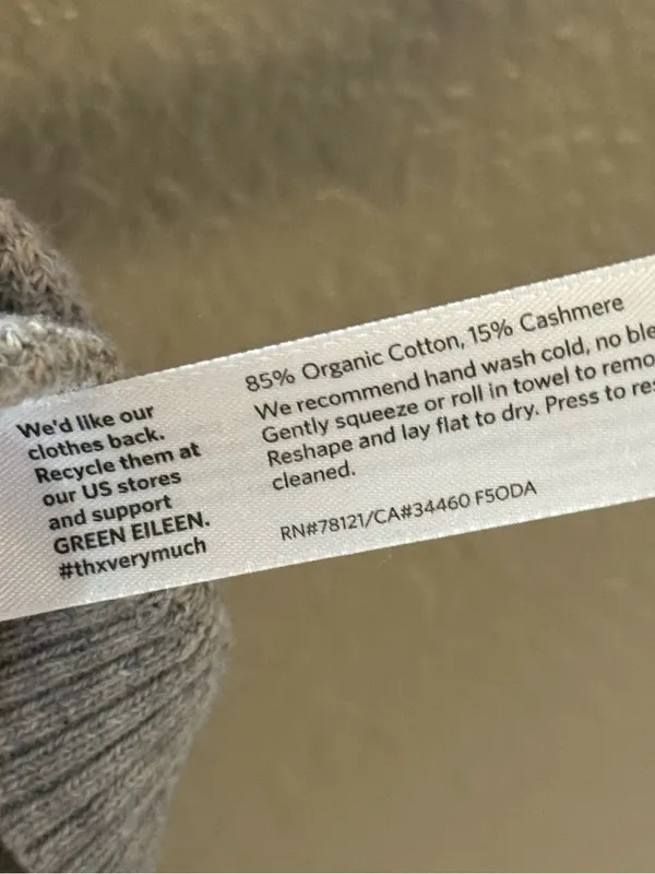 Eileen Fisher M Organic Cotton Cashmere Waffle Knit Tunic Lagenlook Gray - Image 9