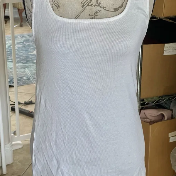 A New Day Womens White Tank Top Large Ribbed Sleeveless Minimalist Fall Winter - Image 5