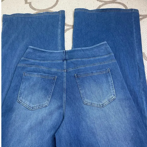 HALARA Flex High Waisted Pocket Baggy Wide Leg Blue Jeans, size Medium, 02775885 - Image 2