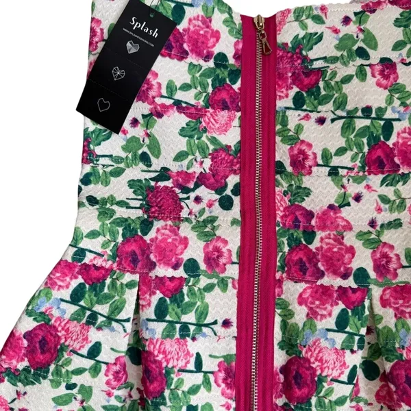 Pink Floral Sweetheart neckline A-line Pleated Mini dress Casual Summer size 6‎ - Image 6