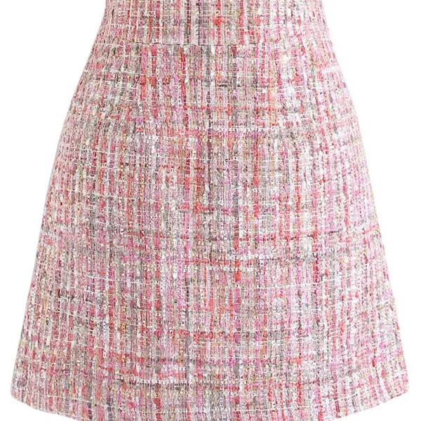 Chicwish SEQUINS TWEED BUD MINI SKIRT IN PINK Size Small NWOT - Image 2