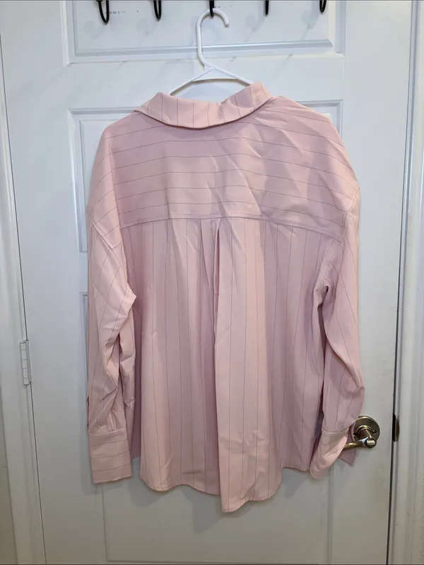 NWT Mint Velvet Pink Pinstripe 2 Piece Shirt Pants Set XL - Image 5