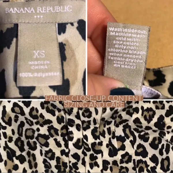 Banana Republic Beige And Black Animal Print Tunic (Xs) - Image 5
