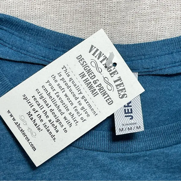 Jerzees NWT Teal Aloha Waikiki Distressed Graphic Tee | Medium - Image 5