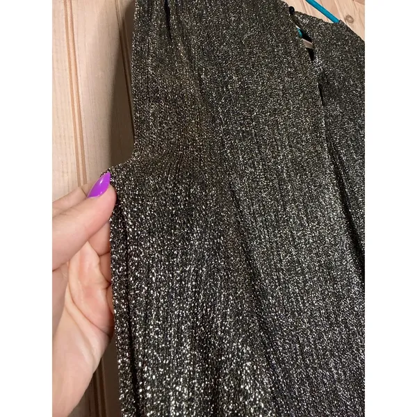 NWT City Studio Black Silver Metallic Shift Dress Glam Bling New Year Size M - Image 6