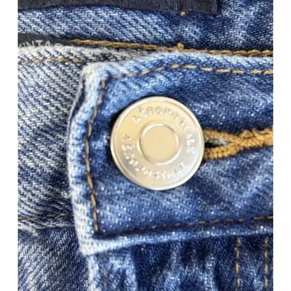 EUC Aeropostale Vintage High Rise Shorty Womens Jean Shorts, Distressed, Blue 6 - Image 8