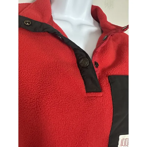 Topo Designs Women's Mountain Fleece Pullover | Red‎ & Black | Polartec | XS - Image 3