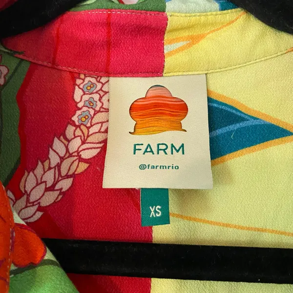 Farm Rio Colorful Floral Short Sleeve Button Down Shirt Tropical Women's size XS - Image 2