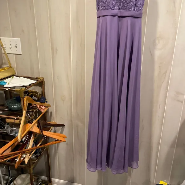 Beautiful Azazie lavender mermaid mesh textured top maxi dress fairy - Image 10