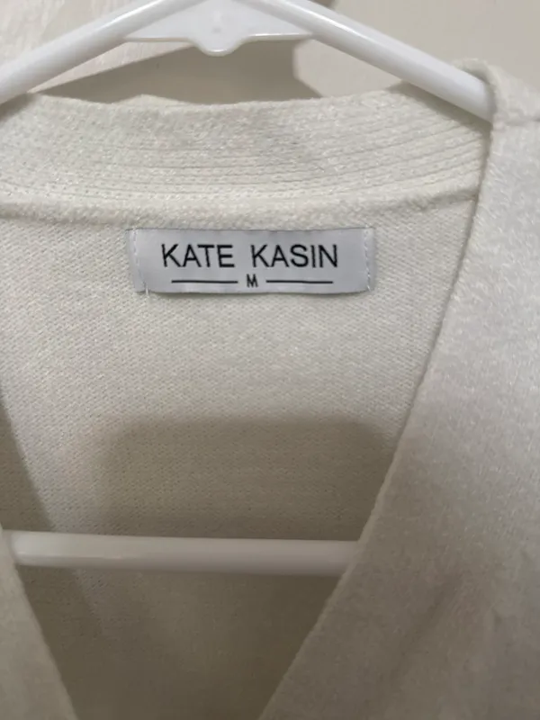 Kate Kasin White Cardigan M Size M - Image 2