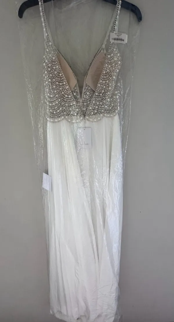 NWT Lulus Size 6 True Love White Beaded Rhinestone Maxi Dress Wedding Gown - Image 15