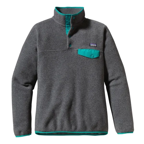 Patagonia Synchilla Snap-T Fleece Pullover Women’s XL Gray Teal Classic Logo - Image 5