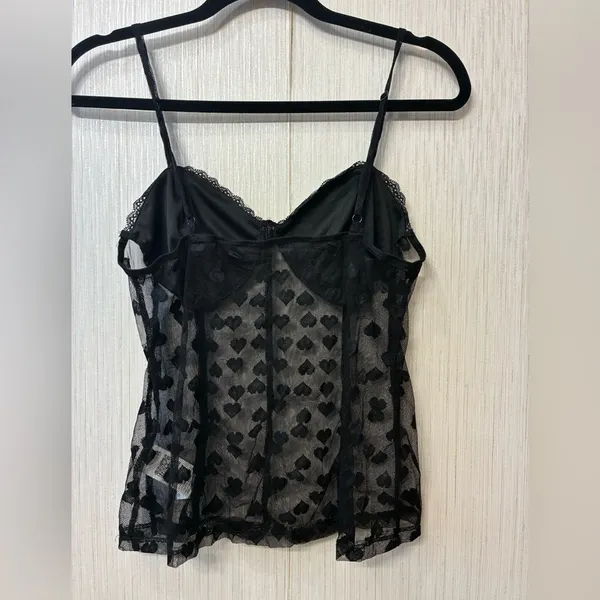 SheIn 1XL Plus Size Black Mesh Corset Cami‎ Hearts Top - Image 2
