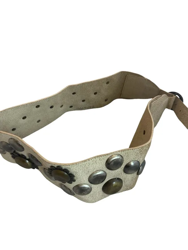 Beige Floral Stud Wide Belt Unique Y2k Retro Vintage 40" Long Women's - Image 2