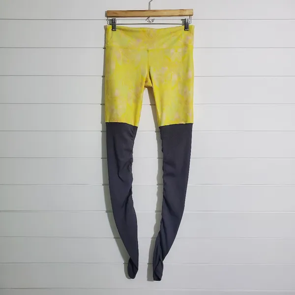 Alo Yoga Alo Goddess‎ Indio Zest High Waist Leggings Yellow & Gray. Size M - Image 2