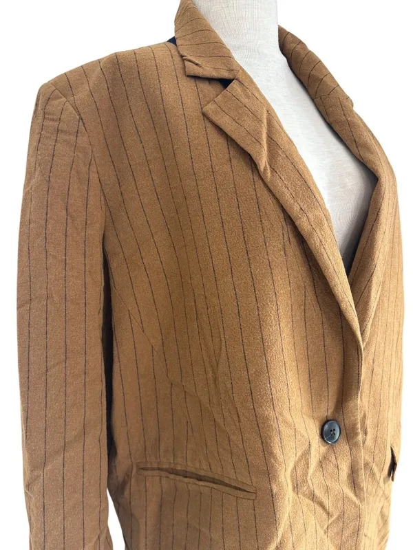 Madewell Plus Oversized Pinstripe Blazer in fallen timber 14 Womens Jacket - Image 7