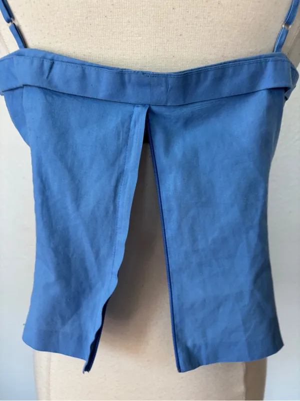 Vintage 90s Y2K Solid Blue Cropped Tank Top Size 14 - Image 3