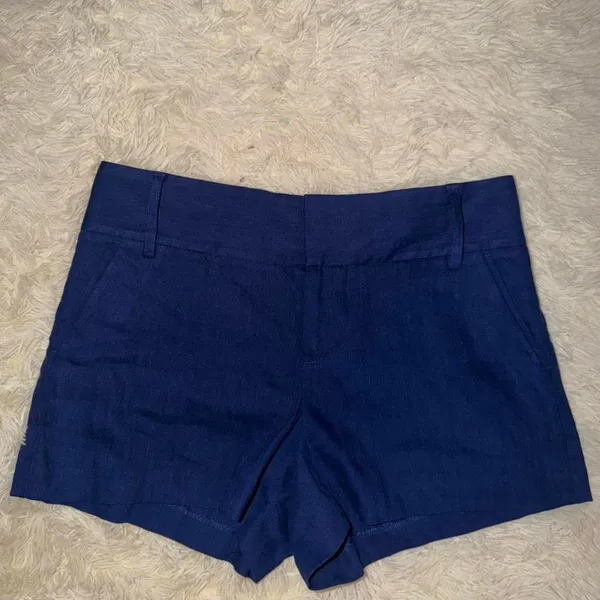 Alice + Olivia Size 0 Blue Short Pants Tapered Pockets Utility Linen - Image 2