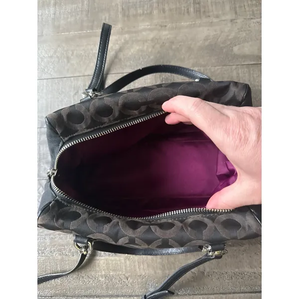 Coach Madison Op Art sateen black mini‎ satchel - Image 8