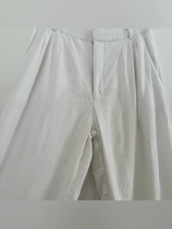 Abercrombie & Fitch Crop White Wide-Leg Pants - Image 4