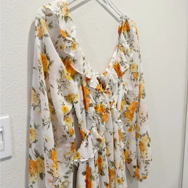 VICI Floral Long Sleeve Cutout Chiffon Babydoll Dress NWT Size XL‎ - Image 6