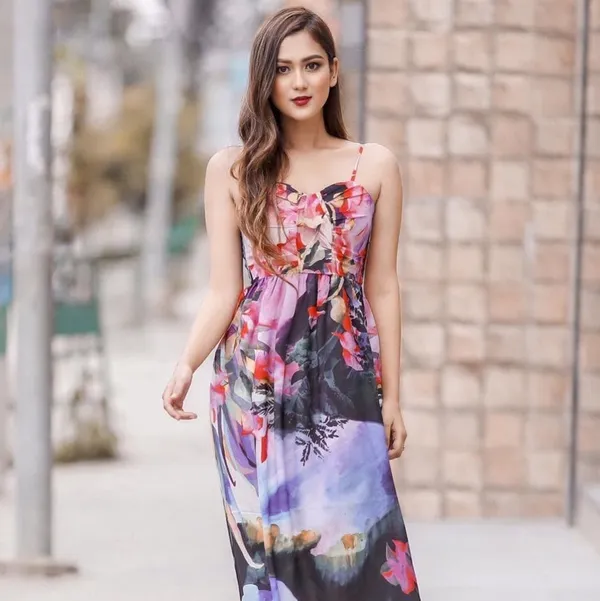 PRE OWNED Anthropologie x Corey Lynn Calter Watercolored Daybreak Midi Dress 0 - Image 4