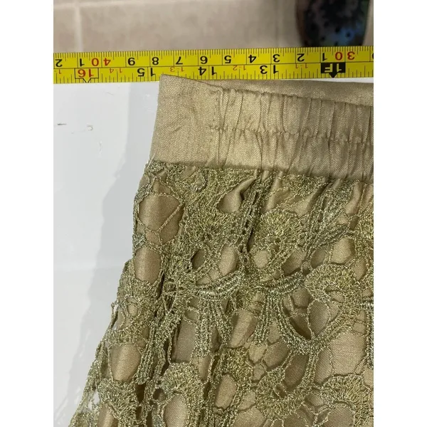 GMI Gold Lace Overlay Skirt Women's Size 12 Pencil Lined Career - Image 10