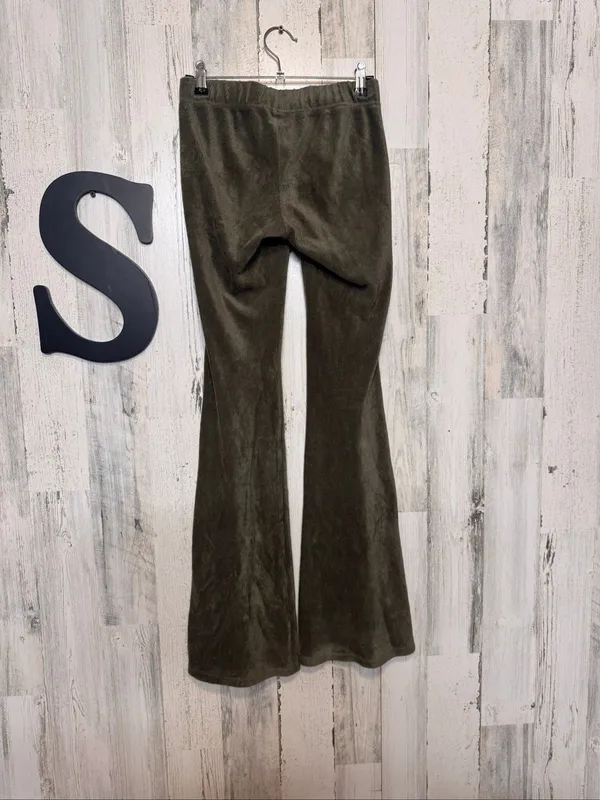 Wild Fable Ribbed Velour Flare Pants Womens XS Olive Green High Rise Lounge - Image 4