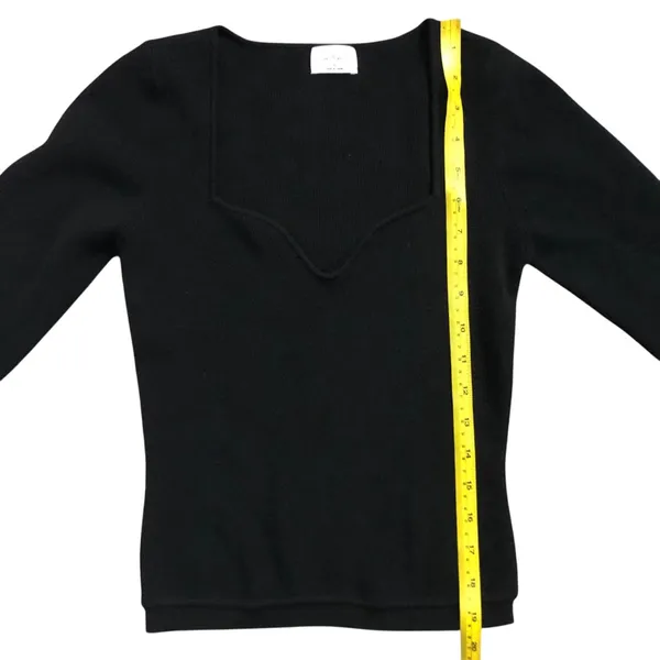 Aritzia Wilfred Free Black Ribber Knit Long Sleeve Crop Women Sweater Top Size M - Image 8