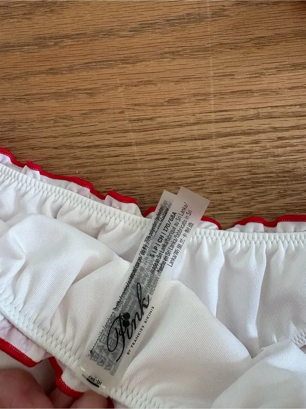 Frankie's Bikinis White and Red Strawberry Print Ruffle bikini - Image 4