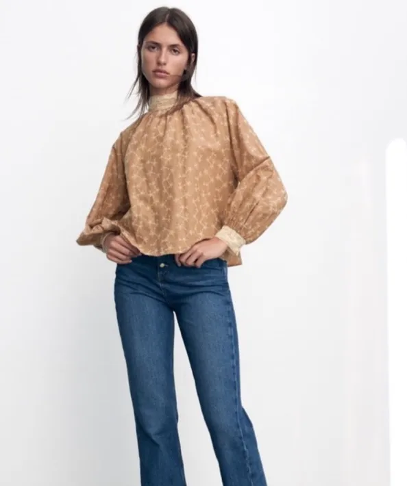 NWT Zara Embroidered Romantic Milkmaid Blouse - Image 5