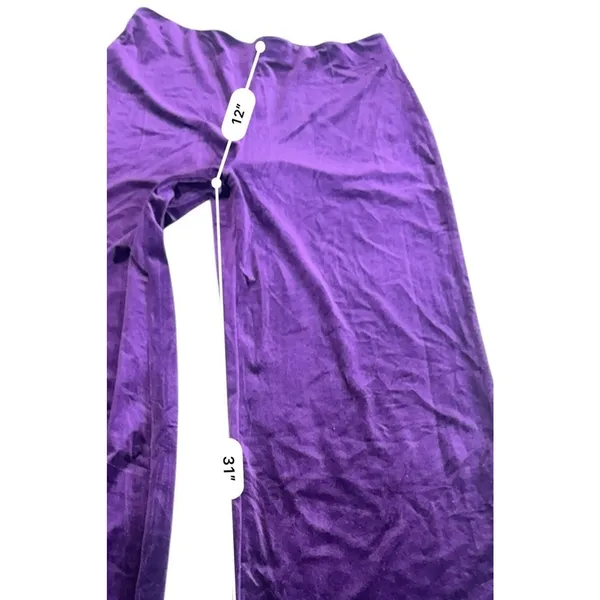 Mango MNG Women's Large Purple Crushed Velvet Wide Leg Pants High Waist NWT - Image 10