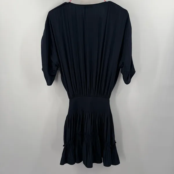 Ramy Brook Tilda Dress Women’s Size XXS Crossover Mini Ruffle Smocked navy blue - Image 4