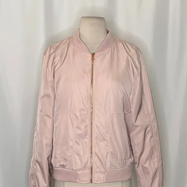 Anthropologie HEI HEI Journey Bomber Jacket Solid Light Pink Sporty Medium - Image 3