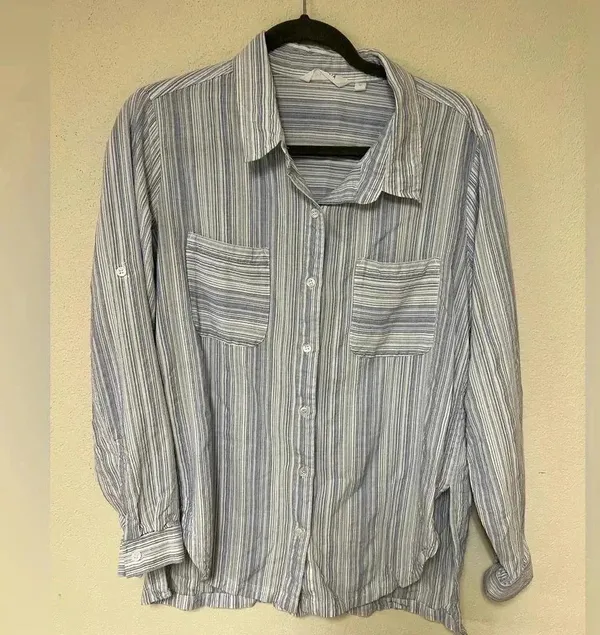 Athleta Button down top lightweight striped button down XL - Image 2