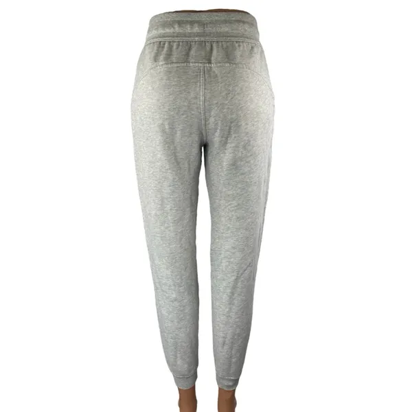 Women's Gray High Waisted Drawstring Tapered Athletic Jogger Sweat Pants Size S - Image 3