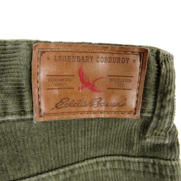 90s Vintage Eddie Bauer Olive Green Velvet Corduroy Straight Leg Pants 8P 30" - Image 6