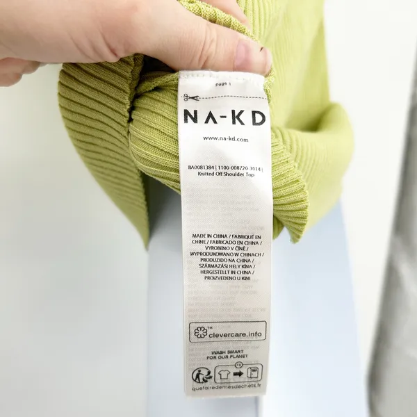 Na-Kd Womens Basic Summer Crisscross‎ Rib Knitted Off Shoulder Top Size M Green - Image 5