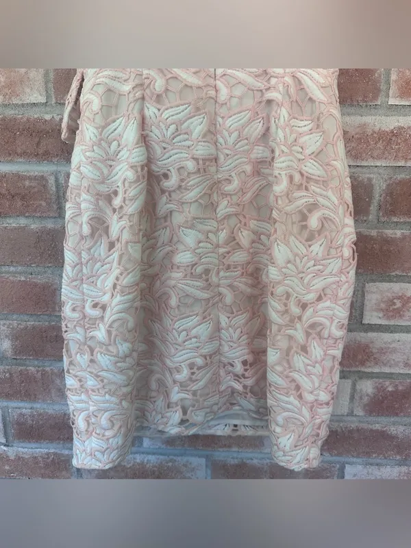 Club Monaco Lace Dress Sheath Women’s 00 Pink Ruffle Feminine Angel Coquette - Image 8