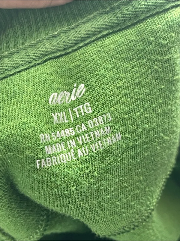 AERIE | Bright Green Terry Sherpa Crewneck Oversized Pullover Sweater Sz XXL - Image 8