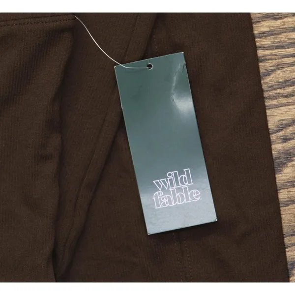 NWT Wild Fable Womens High-Waisted Ribbed Flare Leggings 90903157 Dark Brown XS - Image 4