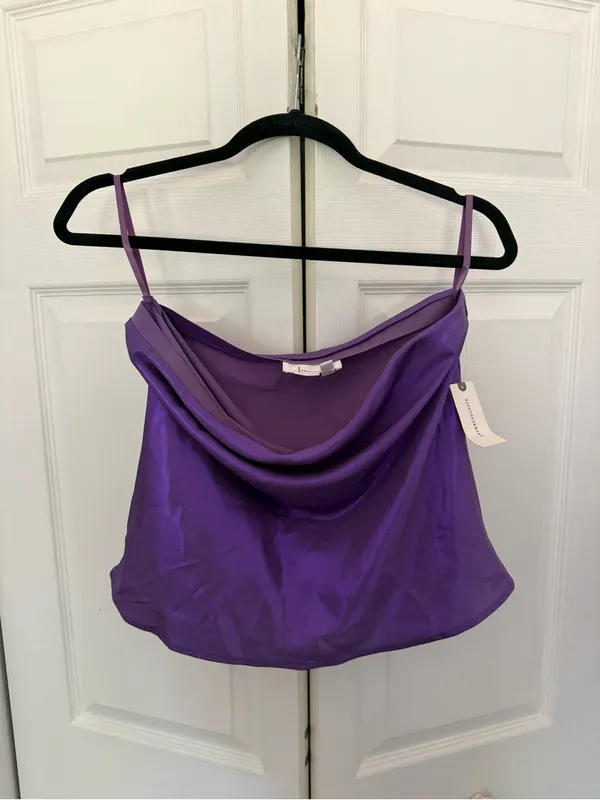 NWT Anthropologie Shine Tube Top in Lilac Purple Lavender Satin Strapless XS - Image 4