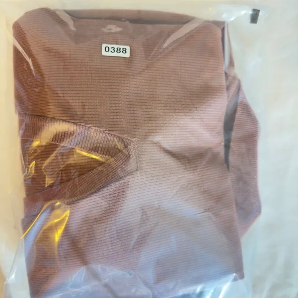 388 | Free People Intimately Ribbed V-Neck‎ Collared Bodysuit Mauve Women XL - Image 7