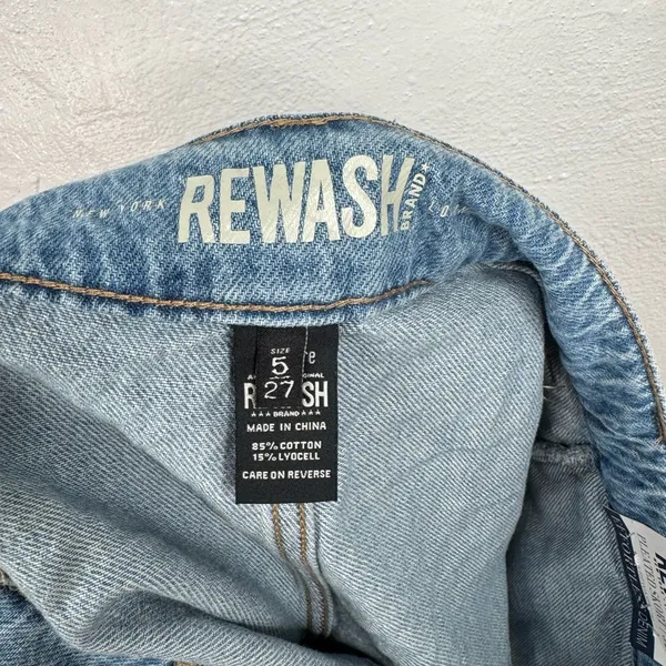 REWASH Skort Womens Size 5 Blue Denim Pleated Mini Raw Hem Built-In Shorts - Image 7