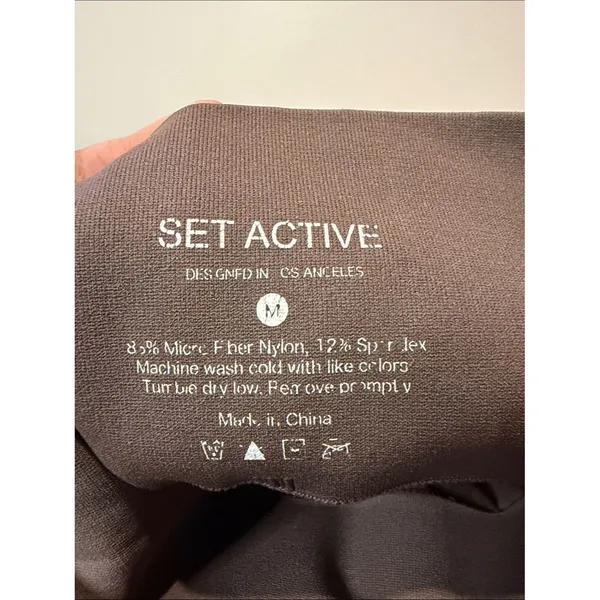 Set Active Sculptflex Ribbed Sides Brown Neutral Workout Leggings Size M - Image 3