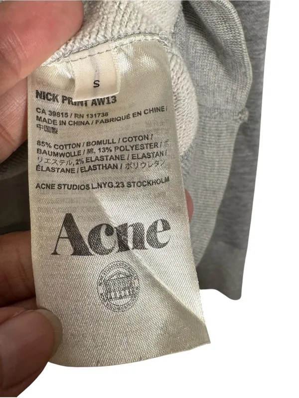 Acne Studios Nick Print Magnetic Graphic Sweatshirt Gray SM (AW13) - Image 5