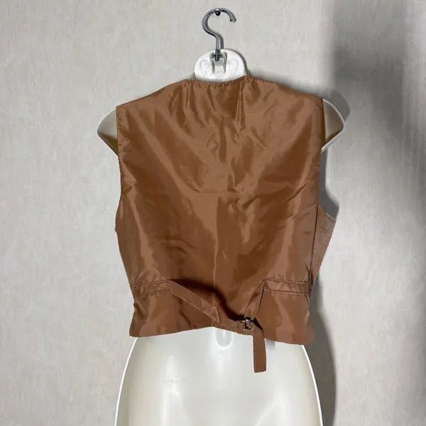 Learsi Women’s Genuine Leather Suede Vest V-Neck Barncore Cowgirl in Brown L - Image 4